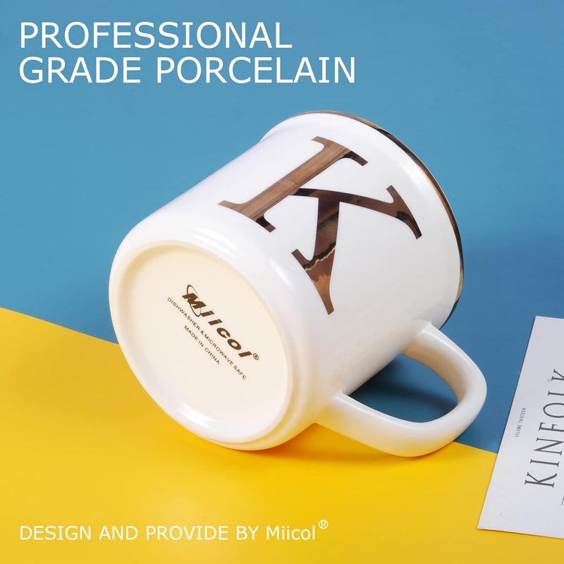 Miicol Ceramic Coffee Mug 16 oz, Monogram Coffee Cup, Golden Initial Tea Mug, Personalized Tea Cup, Unique Gift, Large Mug for Home, Office, Letter K - Image 5